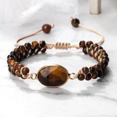 Natural Tiger Eye Stone Bracelet Handmade Mini 4mm Beads Yoga Wrap Bracelet & Bangle for Women Men Bohemian Jewelry Couple Gifts - Buddha bead​