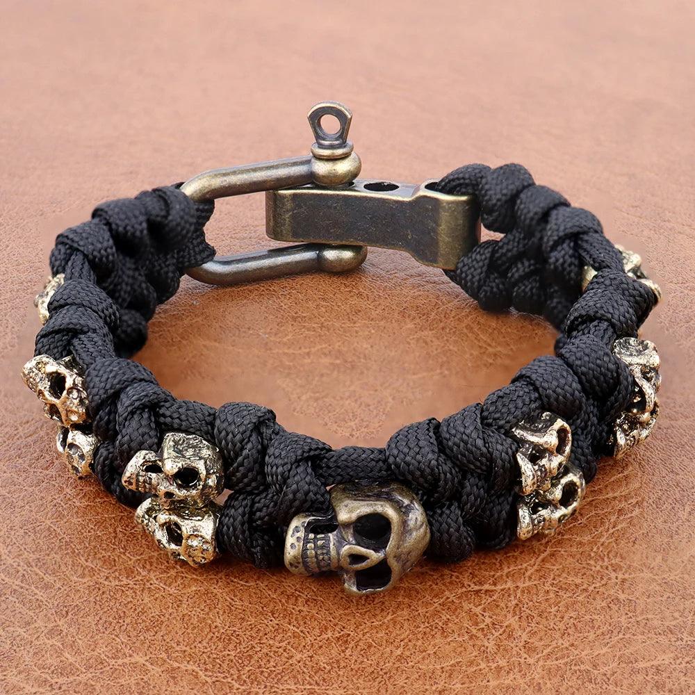 Unique Design Skull Bracelets Men Vintage Adjustable Handmade Woven Bracelet Punk Rock Motorcycle Male Jewelry Gift Dropshipping - Buddha bead​