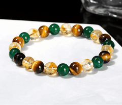 Change Better Natural Yellow Tiger Eye Stone Green Agate Citrine Mixed Bracelets Women Men Lucky Wealth Handmade Stretch Jewelry - Buddha bead​