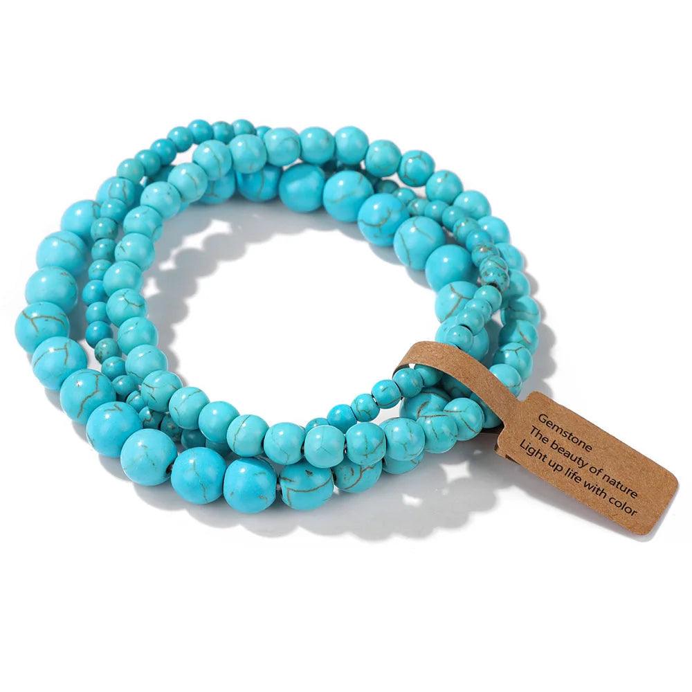 Pink Zebra Beads Bracelet Women 4 6 8mm Natural Stone Turquoises Agates Tiger Eye Quartz Beaded Bracelets Set Men Friend Jewelry - Buddha bead​