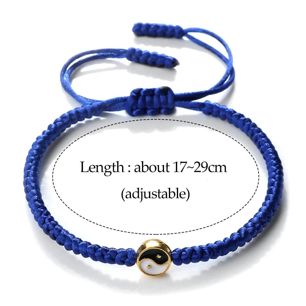 Yin Yang Tai Chi Gossip Bracelet Adjustable Black White Baided Rope Bangles for Women Men Jewelry Fashion Couple Bracelets Gifts - Buddha bead​