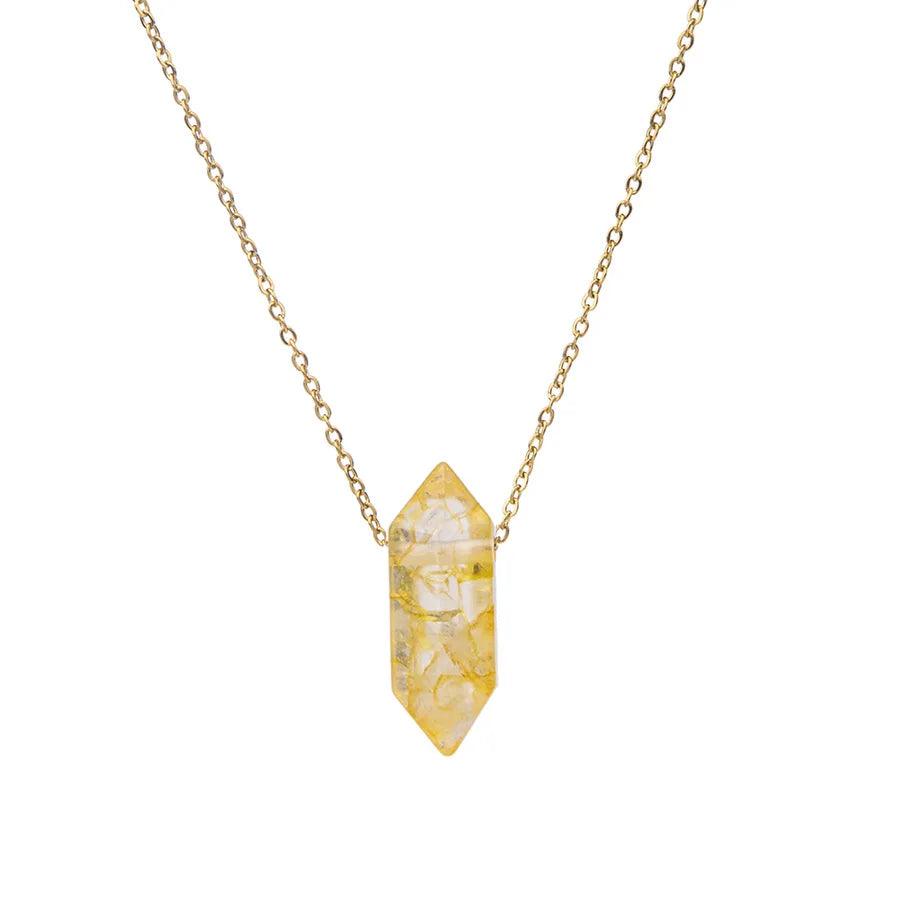New creative crystal double pointed hexagon pendant jewelry natural stone stainless steel color preserving women's necklace - Buddha bead​