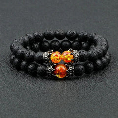 Black Volcanic Crown Bracelet Charm Tiger Eye Beads Lava Rock Bracelet For Men Women Braided Bracelets Handmade Jewelry Pulseira - Buddha bead​