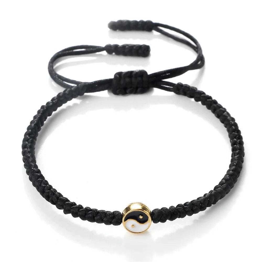 Yin Yang Tai Chi Gossip Bracelet Adjustable Black White Baided Rope Bangles for Women Men Jewelry Fashion Couple Bracelets Gifts - Buddha bead​