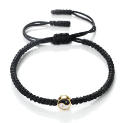 Yin Yang Tai Chi Gossip Bracelet Adjustable Black White Baided Rope Bangles for Women Men Jewelry Fashion Couple Bracelets Gifts - Buddha bead​
