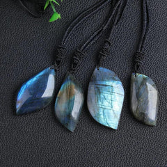Leaf Necklace Labradorite Pendent Unique Shape Yoga Meditation Jewerly Making DIY Women Man Gift - Buddha bead​