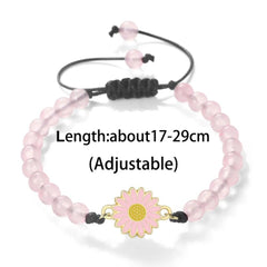 6mm Natural Stone Bracelets with Daisy Pendant Adjustable Braided Cord Symbolizes Purity and Joy Meaningful Gifts for Loved Ones - Buddha bead​