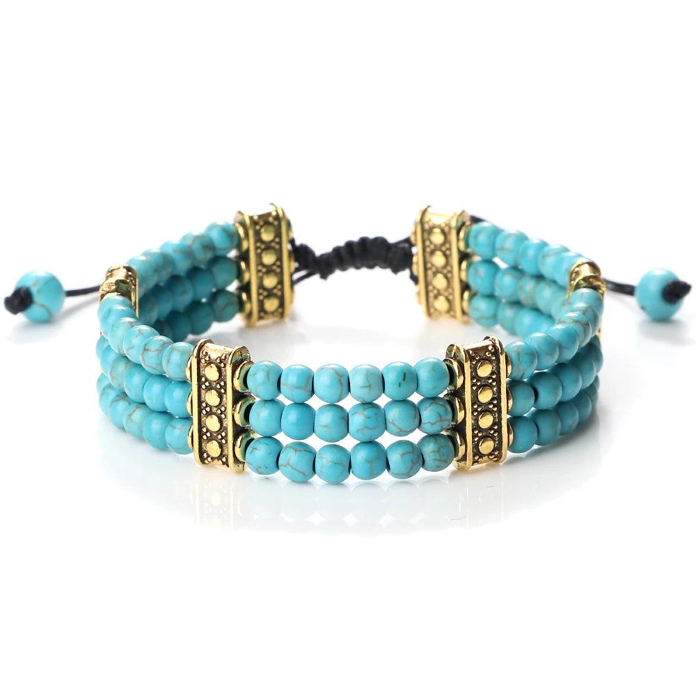 Natural Stone Beads Bracelet 4mm Malachite Black Lava Yoga Energy Hot Couple For Women Men Jewelry Braided Rope Knot Bangle Gift - Buddha bead​