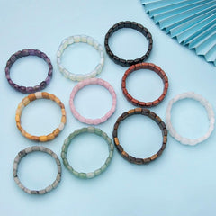 1pc creative overbearing punk Gothic retro natural stone crystal Obsidian tiger eye Rectangular hand row for women and men - Buddha bead​