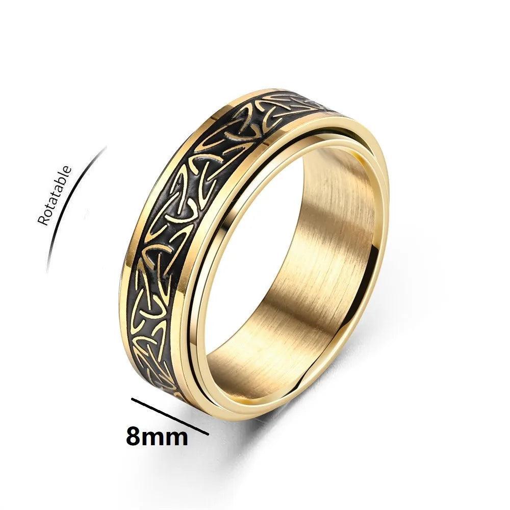 Viking Celtic Knot Rune Rings For Men Rotating Stainless Steel Anti Stress Anxiety Relife Spinning Ring Anillo Antiestres - Buddha bead​