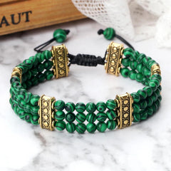 Natural Stone Beads Bracelet 4mm Malachite Black Lava Yoga Energy Hot Couple For Women Men Jewelry Braided Rope Knot Bangle Gift - Buddha bead​