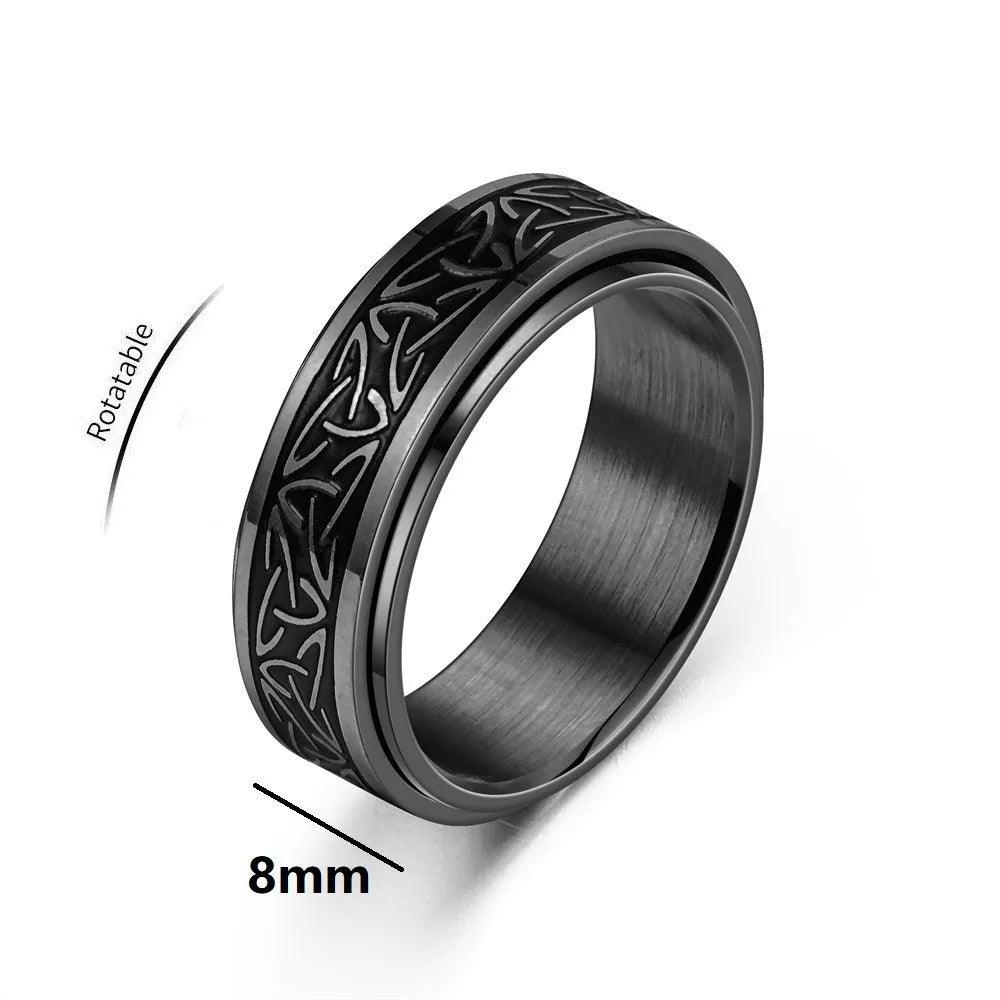 Viking Celtic Knot Rune Rings For Men Rotating Stainless Steel Anti Stress Anxiety Relife Spinning Ring Anillo Antiestres - Buddha bead​