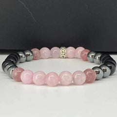 Black Tourmaline, Hematite, Rose Quartz & Lepidolite Bracelet/Healing, Depression, Anxiety, Protection, Empath Bracelet - Buddha bead​