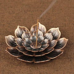 Alloy Incense Burner Stick Holder Buddhism Lotus Line Incense Plate Sandalwood Coil Base Temples Yoga Studios Home Decoration - Buddha bead​
