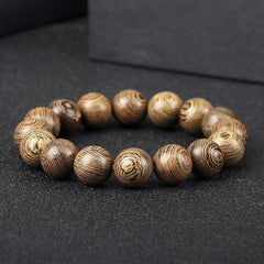Vintage Men Bracelet 6 8 10 12mm Natural Wood Bead Tibetan Buddha Bracelet Charm Wood Beads Ethnic Tribal Wristbands Men Jewelry - Buddha bead​