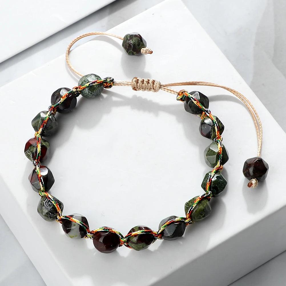 Handmade Bohemian Women Bracelets 8mm Cut Surface Natural Tiger Eye Stone Jasper Amethyst Beads Bracelets Men Yoga Jewelry Gifts - Buddha bead​