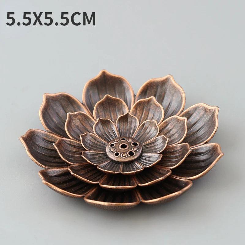 Alloy Incense Burner Stick Holder Buddhism Lotus Line Incense Plate Sandalwood Coil Base Temples Yoga Studios Home Decoration - Buddha bead​