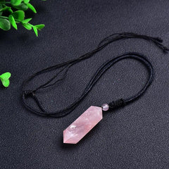 Natural Rose Quartz Crystal Point Pendant for Love Energy Emotional Healing Heart Chakra Balancing Jewelry Gift - Buddha bead​