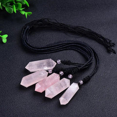Natural Rose Quartz Crystal Point Pendant for Love Energy Emotional Healing Heart Chakra Balancing Jewelry Gift - Buddha bead​