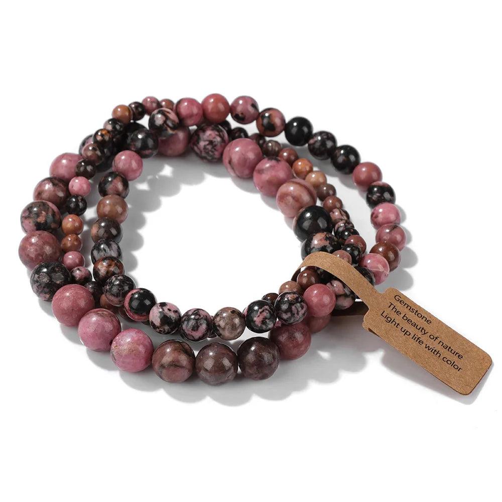 Pink Zebra Beads Bracelet Women 4 6 8mm Natural Stone Turquoises Agates Tiger Eye Quartz Beaded Bracelets Set Men Friend Jewelry - Buddha bead​