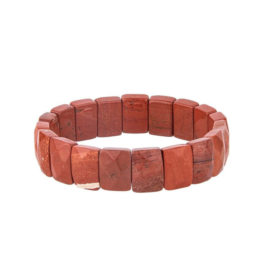 1pc creative overbearing punk Gothic retro natural stone crystal Obsidian tiger eye Rectangular hand row for women and men - Buddha bead​