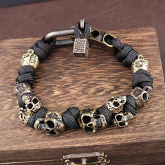 Unique Design Skull Bracelets Men Vintage Adjustable Handmade Woven Bracelet Punk Rock Motorcycle Male Jewelry Gift Dropshipping - Buddha bead​