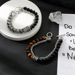 HNSP Men Bracelet Rosary Beads Stainless Steel Hand Chain Splicing Bracelet For Men Protect Jewelry Accessories Male - Buddha bead​