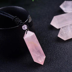 Natural Rose Quartz Crystal Point Pendant for Love Energy Emotional Healing Heart Chakra Balancing Jewelry Gift - Buddha bead​