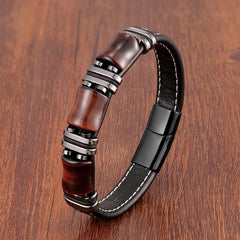 Natural Stone,Tiger Eye Bracelet,Black Leather Rope Chain,Men Bracelet,Stainless Steel Bracelet,Women Fashion Jewelry,Wholesale - Buddha bead​