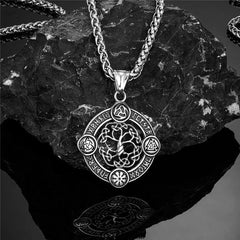 Never Fade Norse Rune Life Tree Necklace Men Gold Color Stainless Steel Pendant Valknut Trinity Male Lucky Amulet Viking Jewelry - Buddha bead​