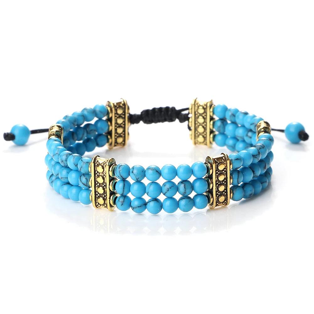 Natural Stone Beads Bracelet 4mm Malachite Black Lava Yoga Energy Hot Couple For Women Men Jewelry Braided Rope Knot Bangle Gift - Buddha bead​