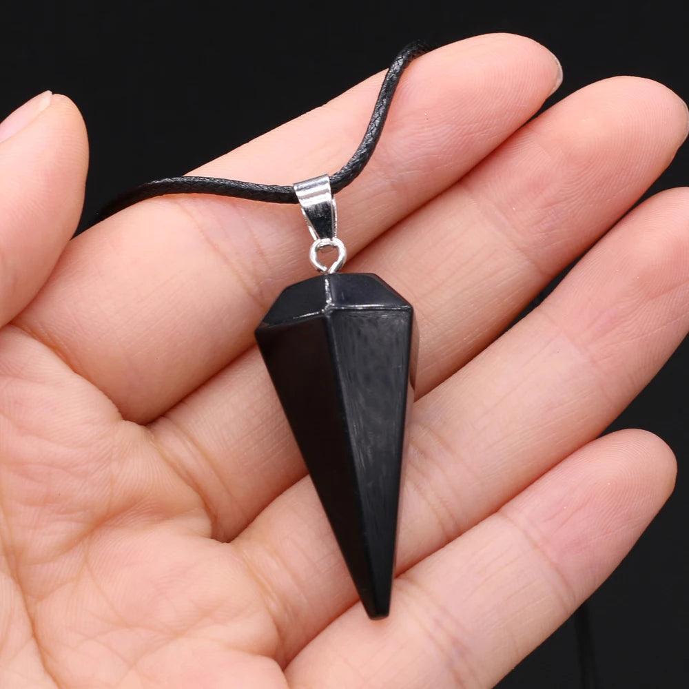 Natural Stone Amethysts Healing Pendulum,Gem Reiki Heal for Divination Cone Crystal Amulet Pendant Women Necklace Jewelry - Buddha bead​