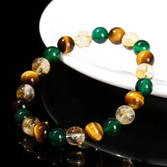 Change Better Natural Yellow Tiger Eye Stone Green Agate Citrine Mixed Bracelets Women Men Lucky Wealth Handmade Stretch Jewelry - Buddha bead​