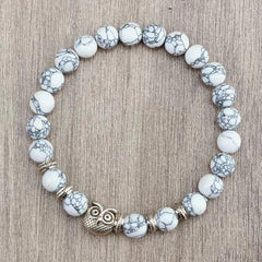 Natural Stone Beads Owl Bracelets Malachite Rock Lava Bangles Charm Strand Elastic Energy Yoga Buddha Jewelry For Women Men - Buddha bead​