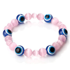 New Natural Cat Eye Stone Bracelet Classic Turkish Lucky Evil Eye Beads Elastic Bracelets&Bangle for Women Men Yoga Jewelry Gift - Buddha bead​