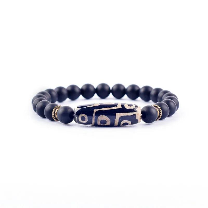 Natural Green Dongling Three-eyed Dzi Beads Bracelet Women Tibetan Buddha Agate Prayer Meditation Wish Jewelry for Man Gift - Buddha bead​
