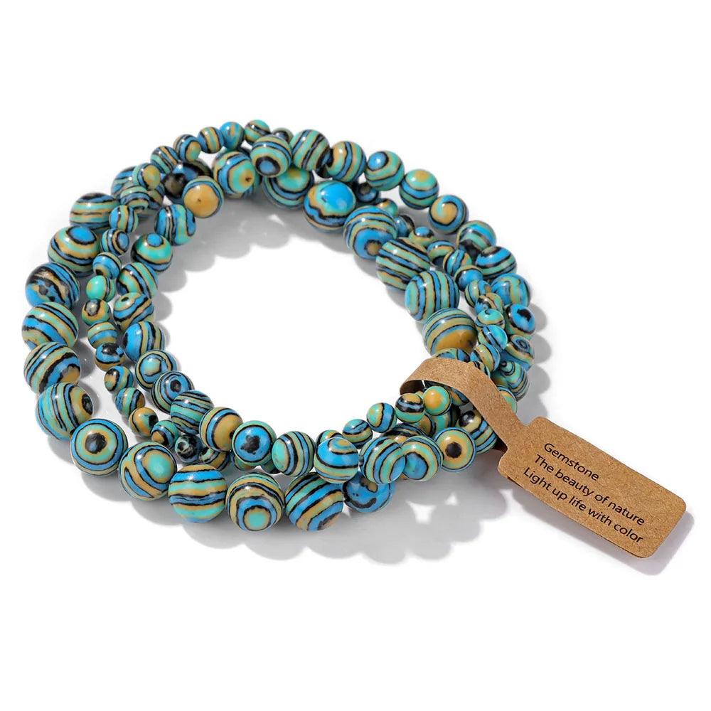 Pink Zebra Beads Bracelet Women 4 6 8mm Natural Stone Turquoises Agates Tiger Eye Quartz Beaded Bracelets Set Men Friend Jewelry - Buddha bead​