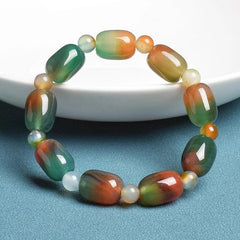 Natural Green Peacock Agates Bracelet Women Elegant Drum Barrel Shape Jade Beads Bangles Healing Energy Stone Jewelry Gifts - Buddha bead​
