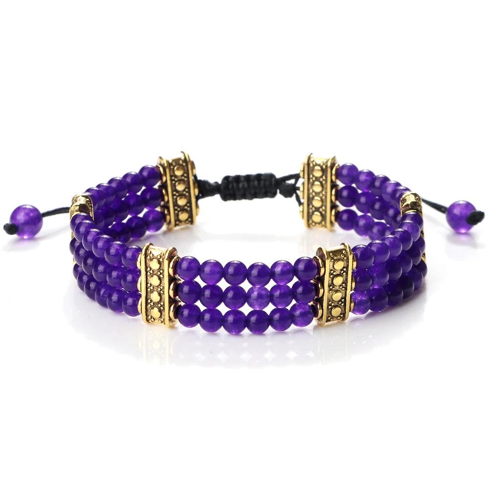 Natural Stone Beads Bracelet 4mm Malachite Black Lava Yoga Energy Hot Couple For Women Men Jewelry Braided Rope Knot Bangle Gift - Buddha bead​