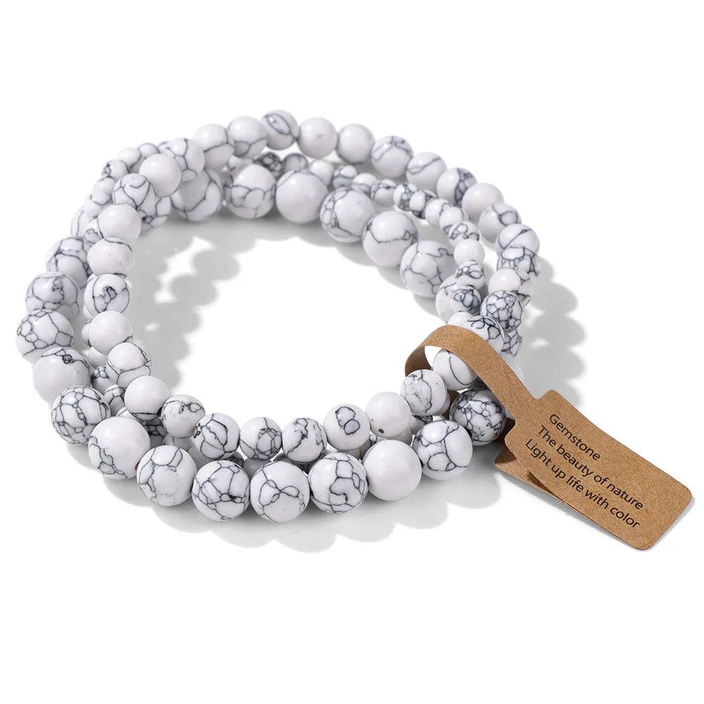 Pink Zebra Beads Bracelet Women 4 6 8mm Natural Stone Turquoises Agates Tiger Eye Quartz Beaded Bracelets Set Men Friend Jewelry - Buddha bead​