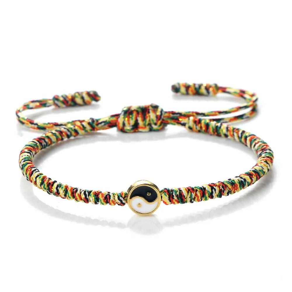 Yin Yang Tai Chi Gossip Bracelet Adjustable Black White Baided Rope Bangles for Women Men Jewelry Fashion Couple Bracelets Gifts - Buddha bead​
