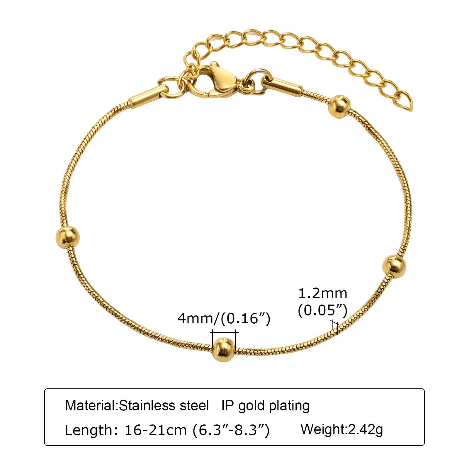Statement Stainless Steel Chain Bracelet for Women, Vantage 18k Gold Plated Elegant Jewerlry - Buddha bead​