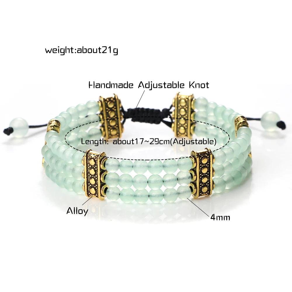 Natural Stone Beads Bracelet 4mm Malachite Black Lava Yoga Energy Hot Couple For Women Men Jewelry Braided Rope Knot Bangle Gift - Buddha bead​