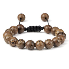 Vintage Men Bracelet 6 8 10 12mm Natural Wood Bead Tibetan Buddha Bracelet Charm Wood Beads Ethnic Tribal Wristbands Men Jewelry - Buddha bead​