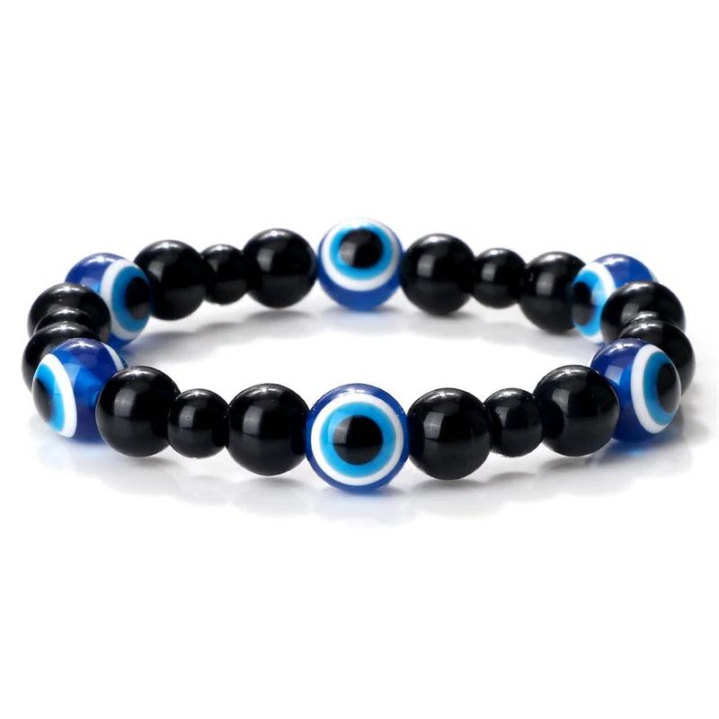 New Natural Cat Eye Stone Bracelet Classic Turkish Lucky Evil Eye Beads Elastic Bracelets&Bangle for Women Men Yoga Jewelry Gift - Buddha bead​