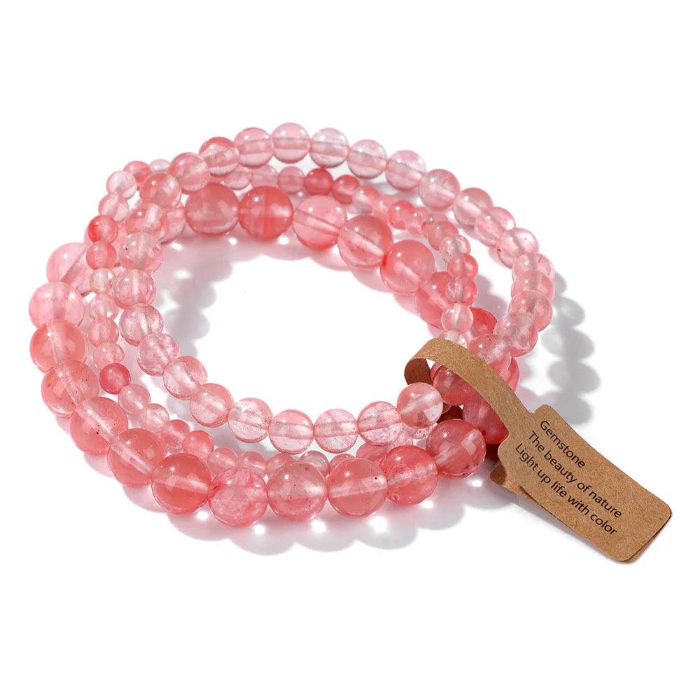 Pink Zebra Beads Bracelet Women 4 6 8mm Natural Stone Turquoises Agates Tiger Eye Quartz Beaded Bracelets Set Men Friend Jewelry - Buddha bead​