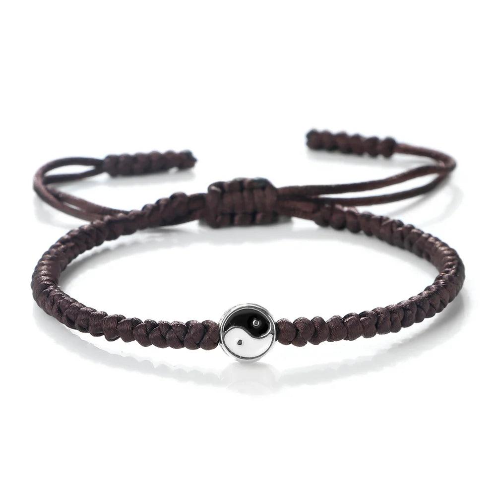 Yin Yang Tai Chi Gossip Bracelet Adjustable Black White Baided Rope Bangles for Women Men Jewelry Fashion Couple Bracelets Gifts - Buddha bead​