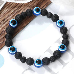 New Natural Cat Eye Stone Bracelet Classic Turkish Lucky Evil Eye Beads Elastic Bracelets&Bangle for Women Men Yoga Jewelry Gift - Buddha bead​