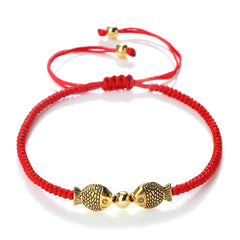 Lucky Red String Bracelet Fashion Double Koi Fish Charm Handmade Bangles Friendship Couple Jewelry Gift Braided Rope Bracelets - Buddha bead​