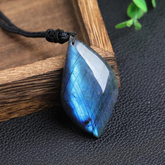 Leaf Necklace Labradorite Pendent Unique Shape Yoga Meditation Jewerly Making DIY Women Man Gift - Buddha bead​